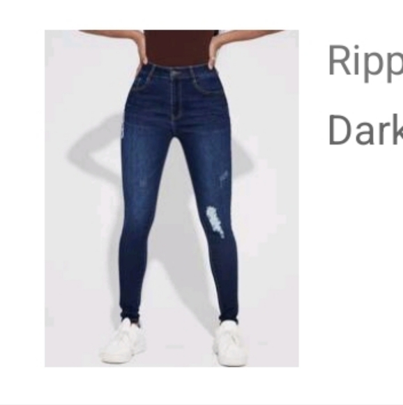 Dark wash denim front zip jeans with rhinestone bling back pockets sz. XSMALL - Picture 1 of 6